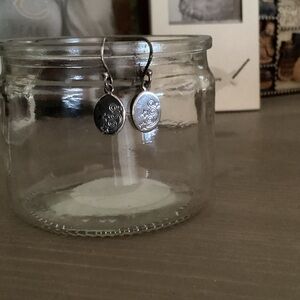 Silver Oval Dangle Earrings